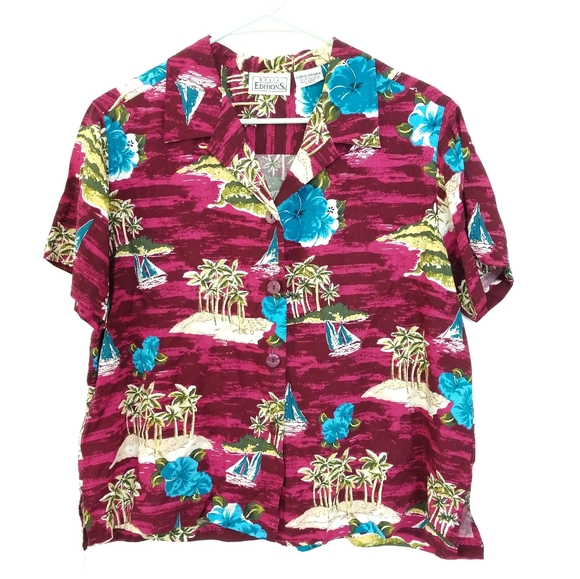 Basic Editions Tops - Vintage Basic Editions Hawaiian Button Down Large